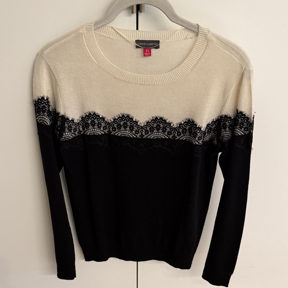 Vince Camuto Cream and Black Sweater